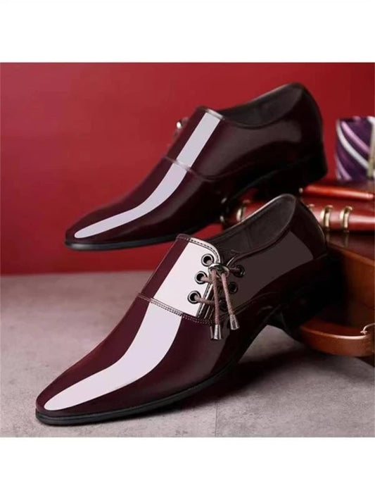 1pair Fashionable Men's Casual Business Pu Leather Shoes