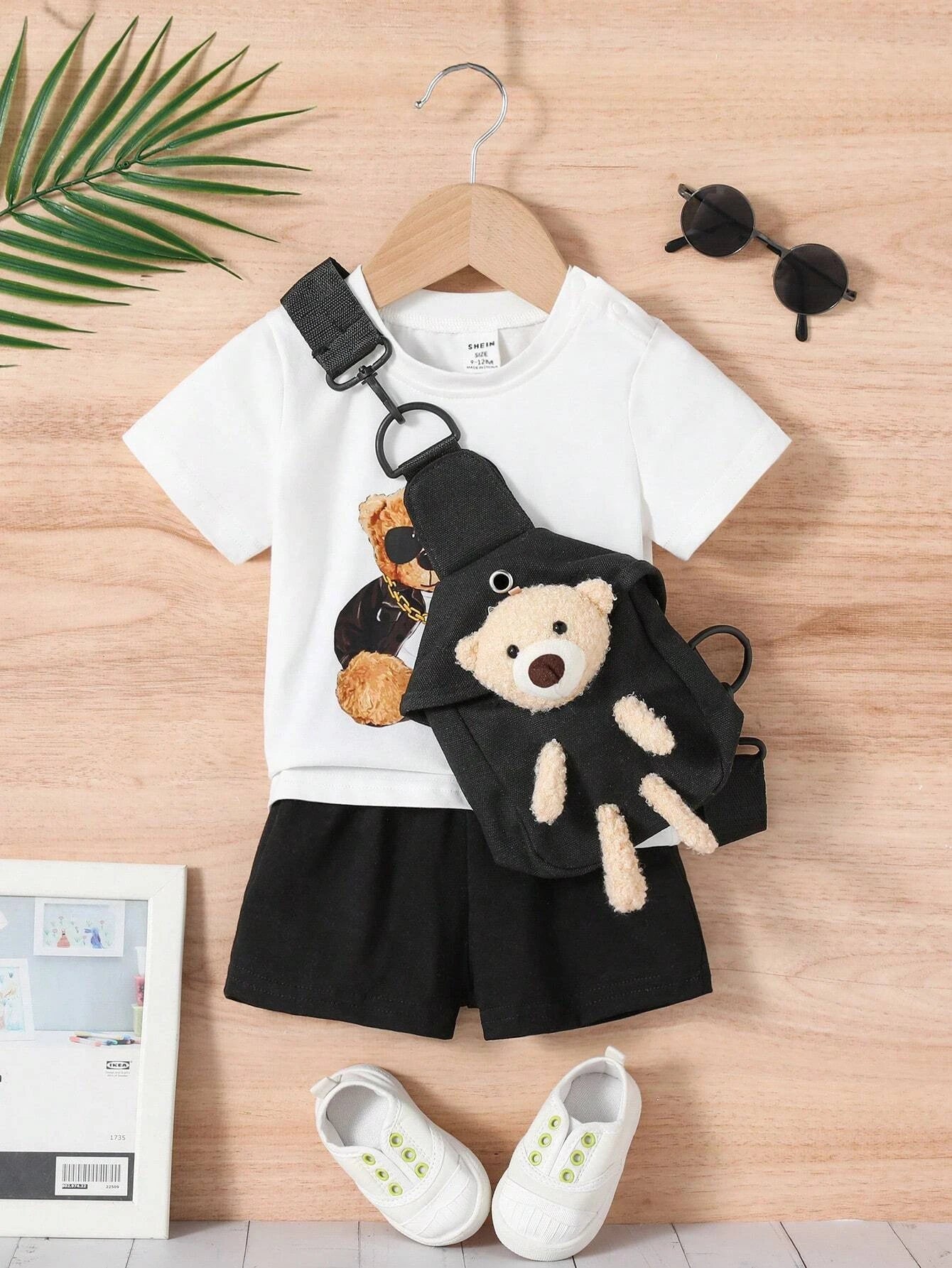 Baby Bear Print Tee & Shorts & Accessory Bag