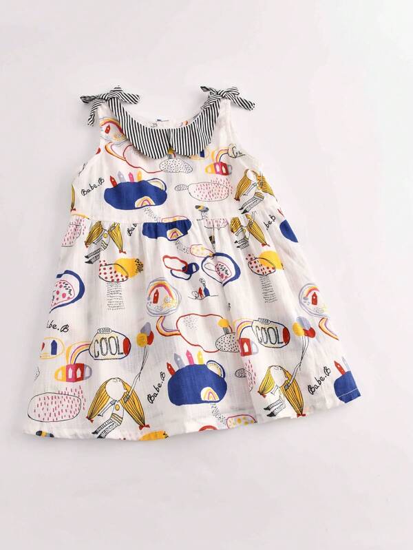 Baby Letter Graphic Bow Shoulder Dress