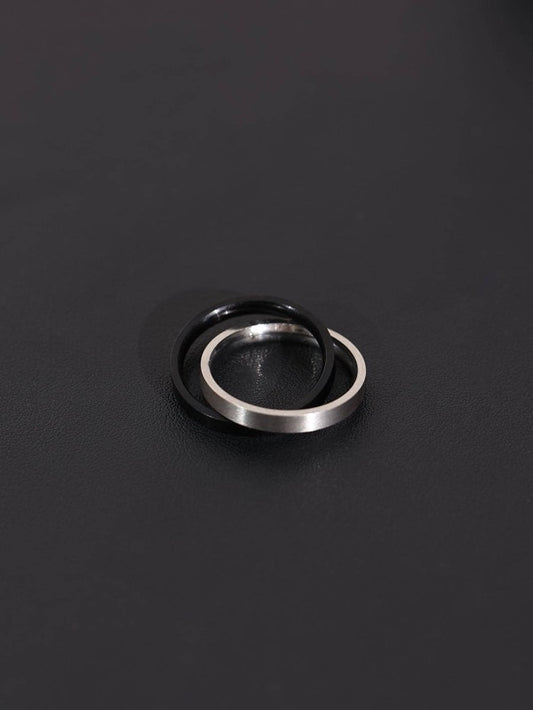 Men Minimalist Two Tone Ring Stainless Steel Jewelry Gift