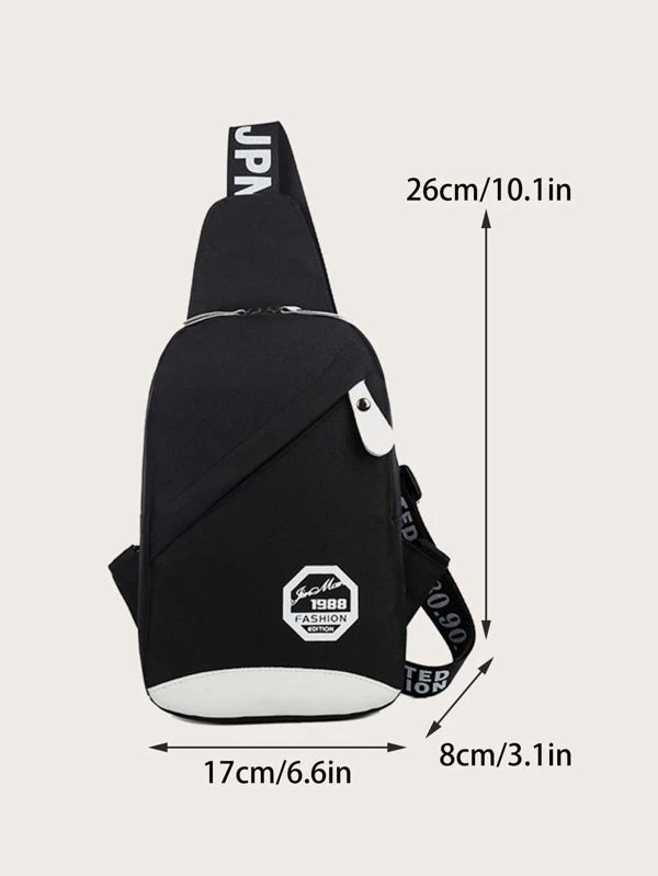 Mini Men Letter Graphic Sling Bag Chest Bag