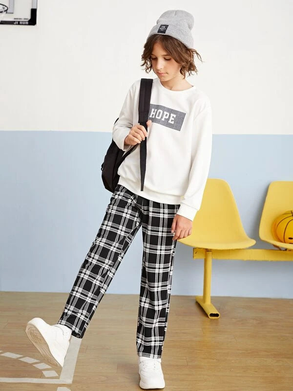 SHEIN Kids EVRYDAY Boys Plaid Print Slant Pocket Pants