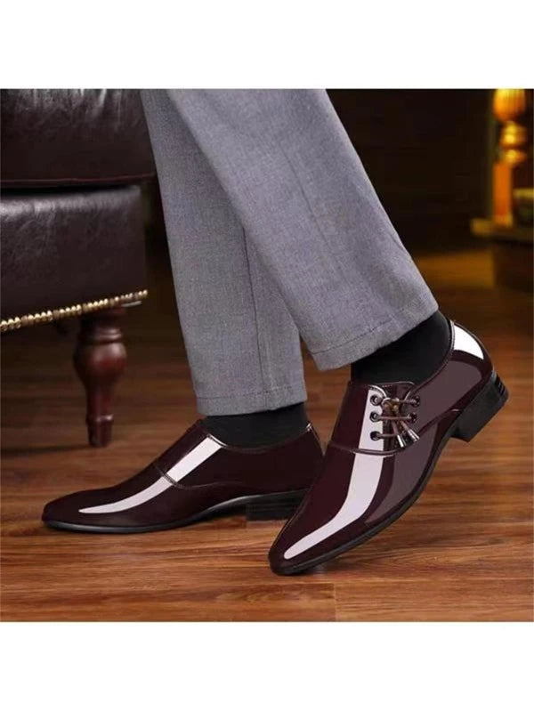 1pair Fashionable Men's Casual Business Pu Leather Shoes