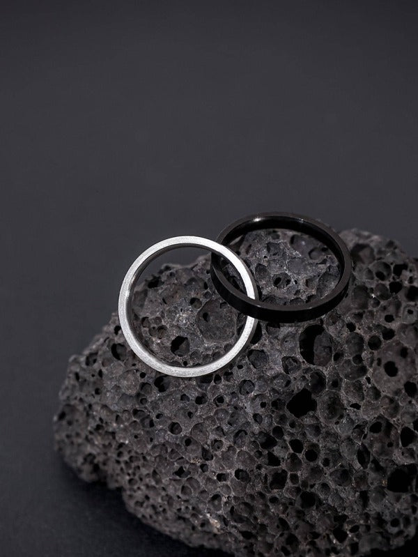 Men Minimalist Two Tone Ring Stainless Steel Jewelry Gift