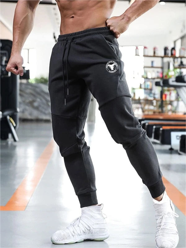 Fitness Men Letter Graphic Drawstring Waist Sports Pants