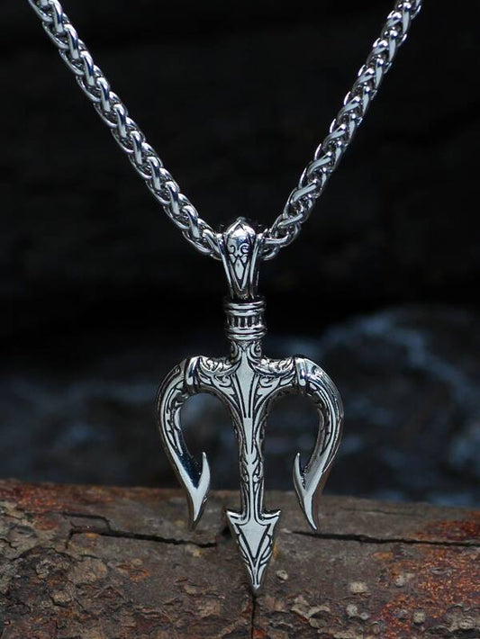 Men Trident Pendant Necklace