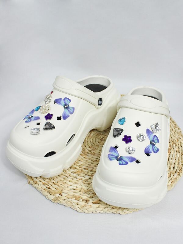 Women's Diamond Decor Butterfly Flower Crown One-piece Buckle Hollow-out Fashion Outdoor Eva Material Hollow Shoes