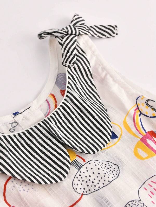 Baby Letter Graphic Bow Shoulder Dress