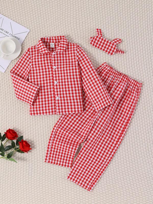 Toddler Girls Gingham Print PJ Set