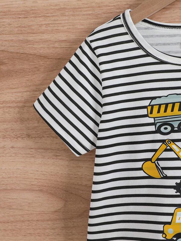 Toddler Boys Striped & Cartoon Graphic Tee & Shorts