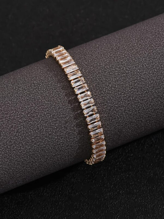 1pc Fashion Luxury Cubic Zirconia Decor Chain Bracelet For Women For Decoration Gift Party
