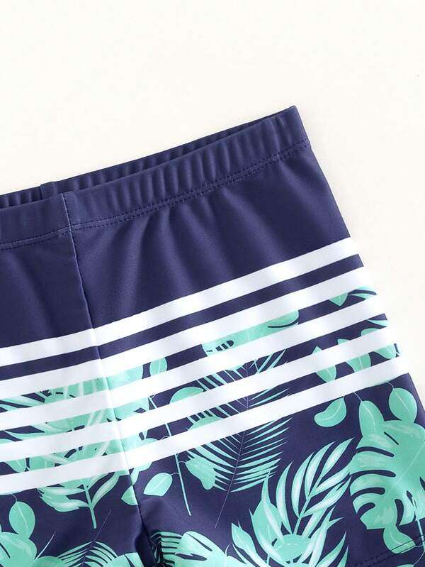 Toddler Boys Striped & Tropical Print Swim Shorts