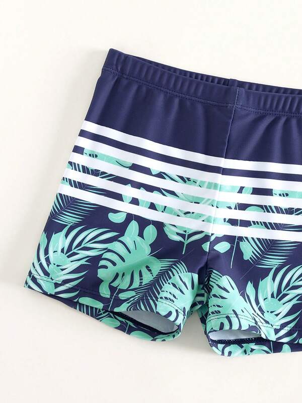 Toddler Boys Striped & Tropical Print Swim Shorts