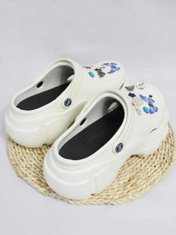 Women's Diamond Decor Butterfly Flower Crown One-piece Buckle Hollow-out Fashion Outdoor Eva Material Hollow Shoes