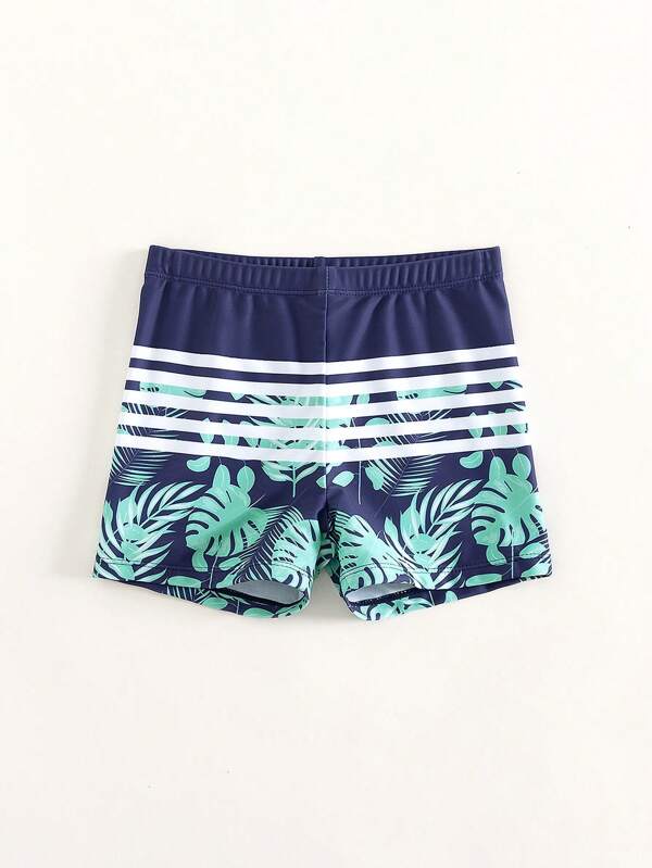 Toddler Boys Striped & Tropical Print Swim Shorts