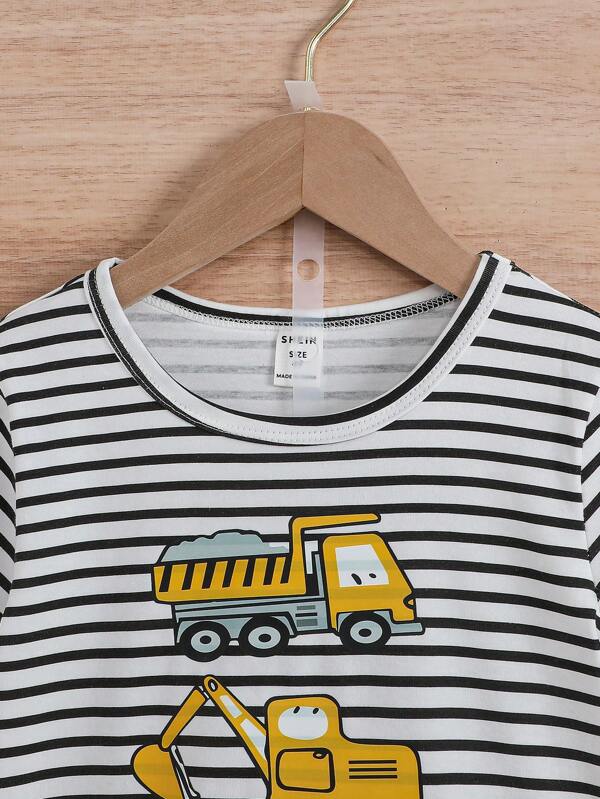 Toddler Boys Striped & Cartoon Graphic Tee & Shorts