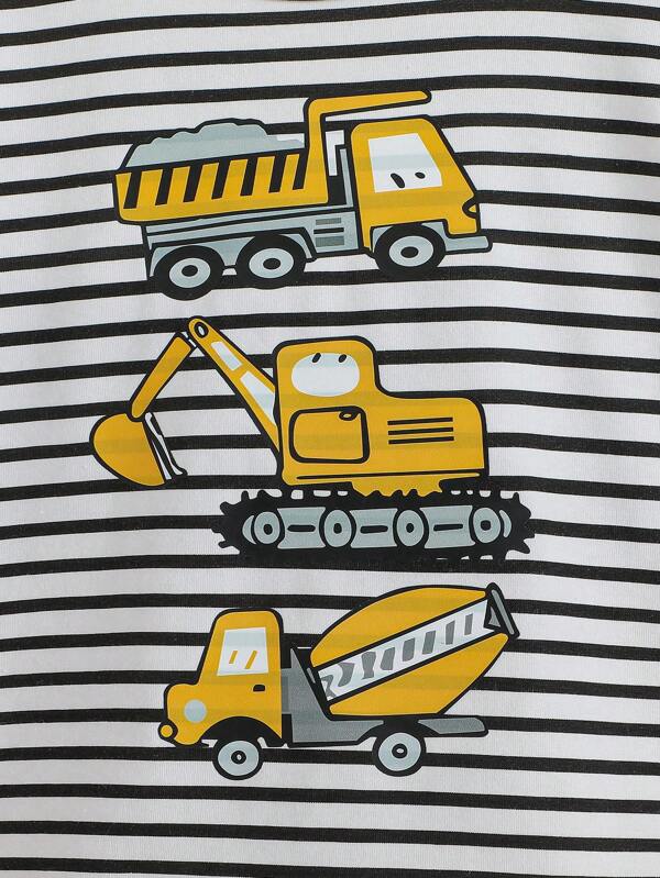 Toddler Boys Striped & Cartoon Graphic Tee & Shorts