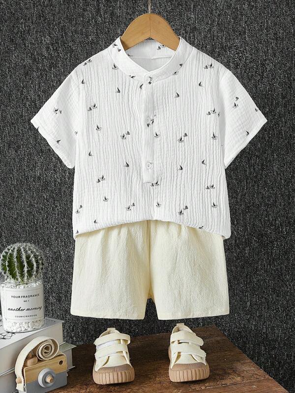 Toddler Boys Sailboat Print Shirt & Shorts