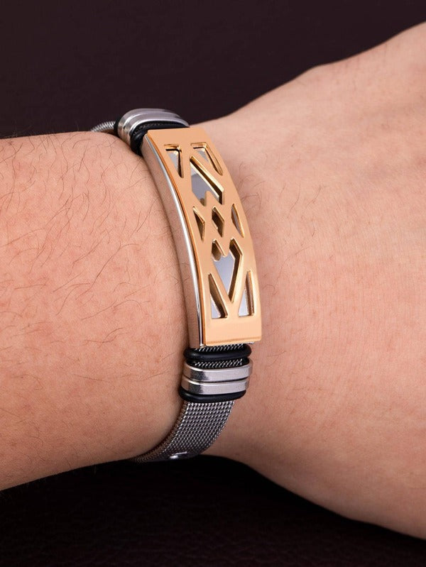 Men Geometric Decor Watchband Design Bracelet