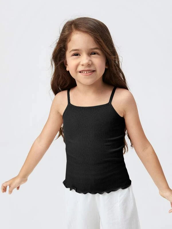 Toddler Girls Lettuce Trim Rib-knit Cami Top