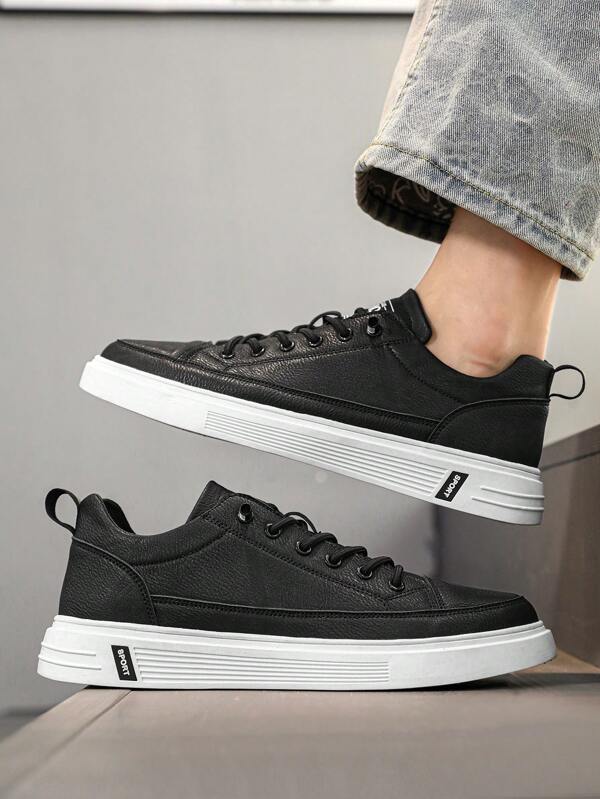 Sporty Skate Shoes For Men, Letter Graphic Lace-up Front Sneakers