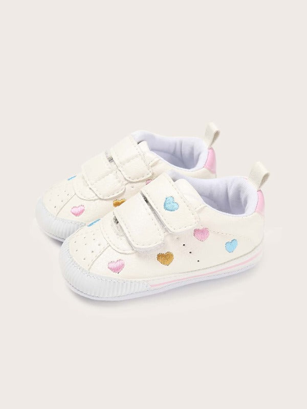 Baby Girls Heart Embroidered Sneakers