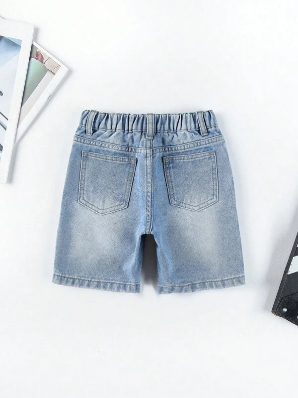 Toddler Boys Ripped Elastic Waist Ripped Denim Shorts