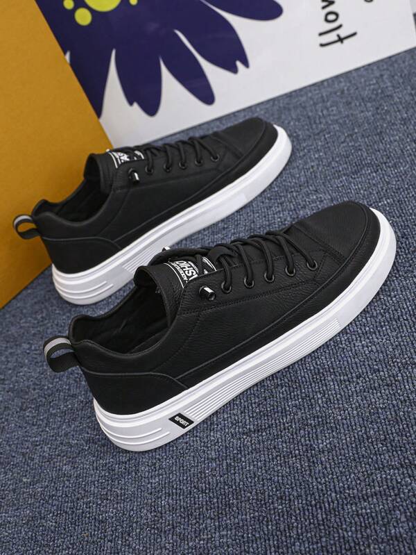 Sporty Skate Shoes For Men, Letter Graphic Lace-up Front Sneakers