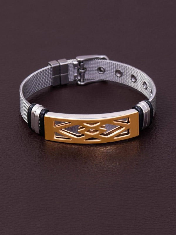 Men Geometric Decor Watchband Design Bracelet