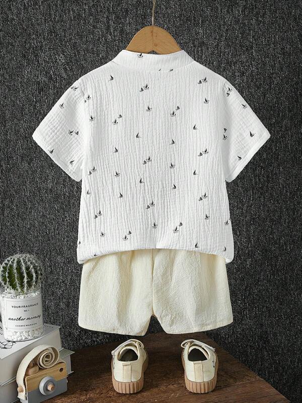 Toddler Boys Sailboat Print Shirt & Shorts