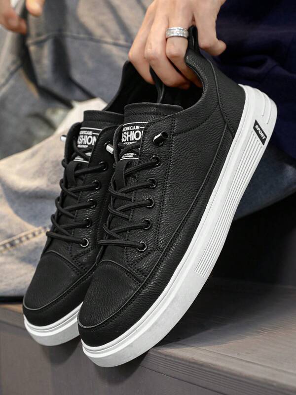 Sporty Skate Shoes For Men, Letter Graphic Lace-up Front Sneakers