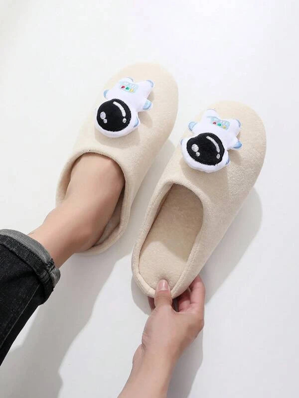 Fashionable Novelty Slippers For Men, Cartoon Astronaut Decor Slip-on Warm Slippers