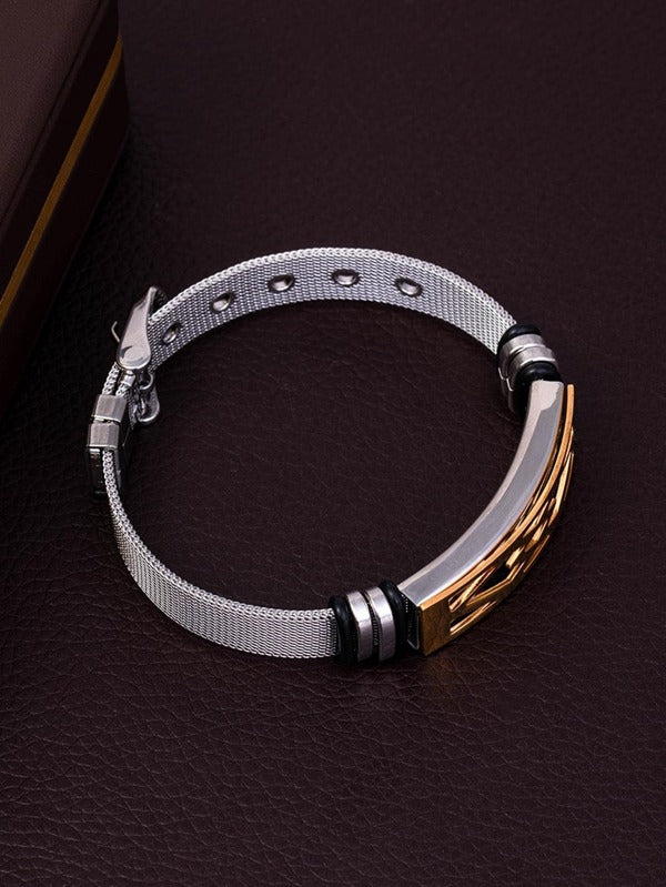 Men Geometric Decor Watchband Design Bracelet