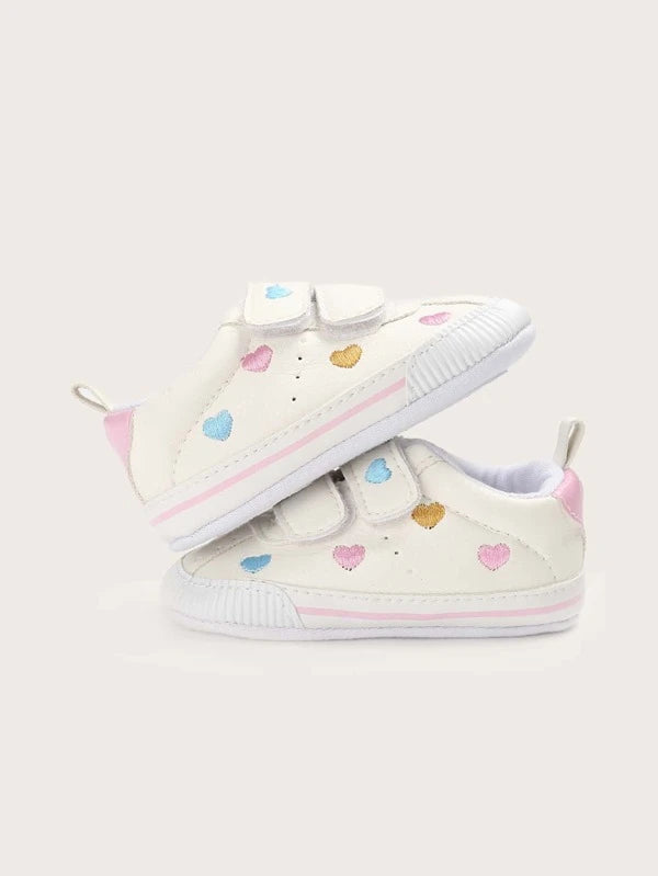 Baby Girls Heart Embroidered Sneakers