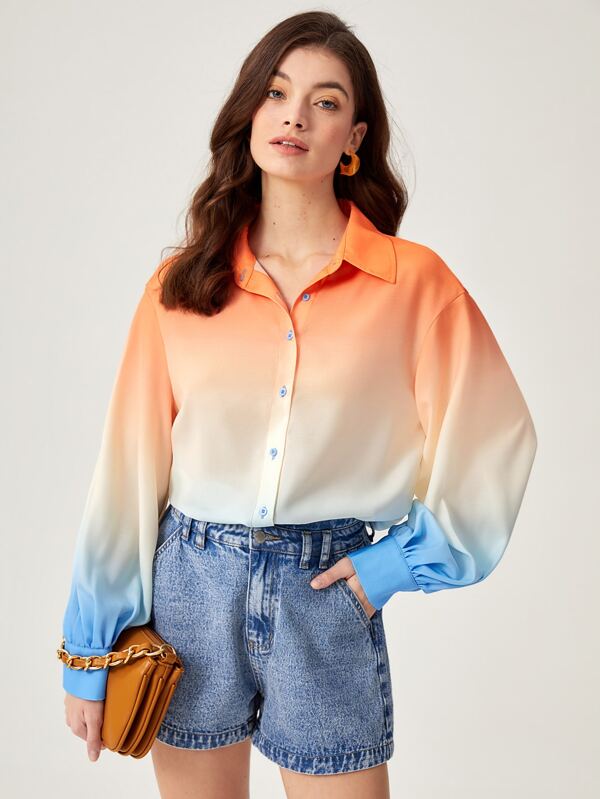 SHEIN BIZwear Ombre Drop Shoulder Shirt