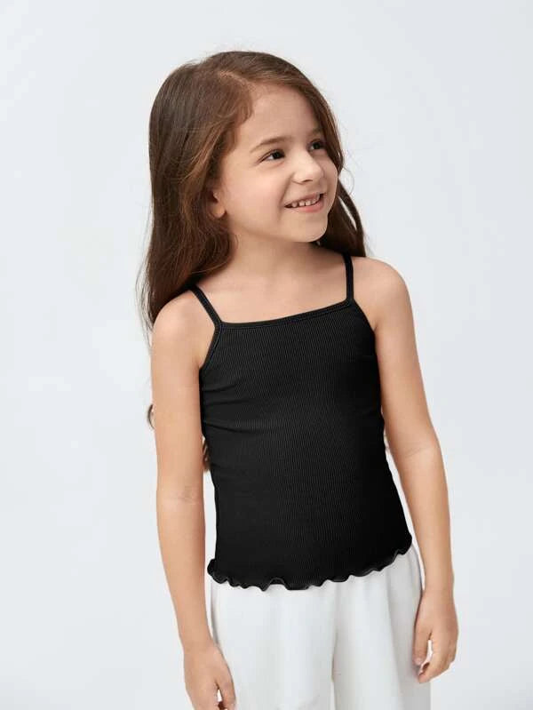 Toddler Girls Lettuce Trim Rib-knit Cami Top