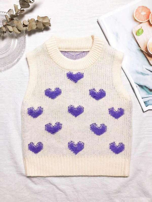 Toddler Girls Heart Pattern Sweater Vest