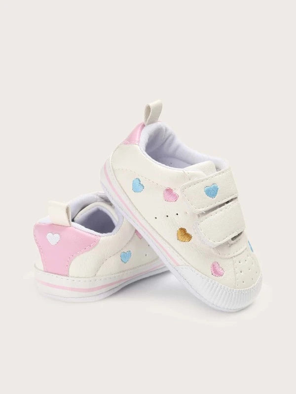 Baby Girls Heart Embroidered Sneakers