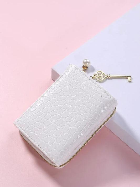 Crocodile Embossed Small Wallet Pocket Wallet Small Purse ID Window Trifold Women Wallet