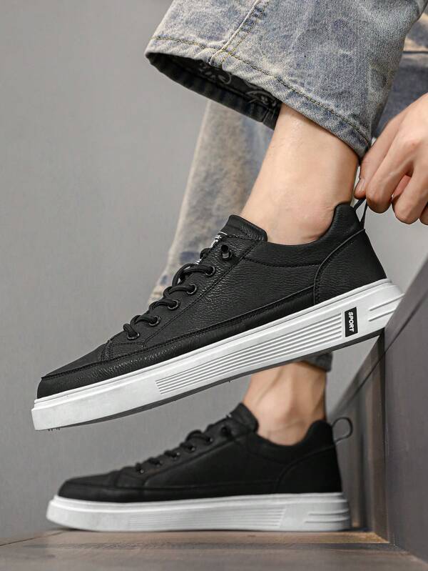 Sporty Skate Shoes For Men, Letter Graphic Lace-up Front Sneakers