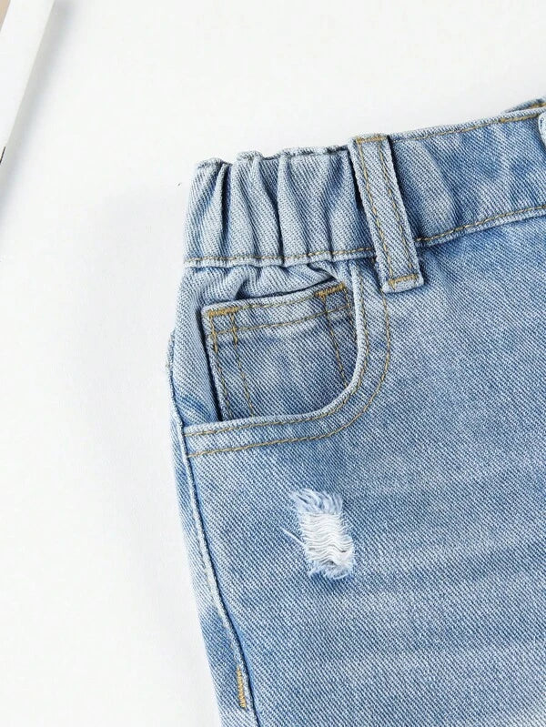 Toddler Boys Ripped Elastic Waist Ripped Denim Shorts