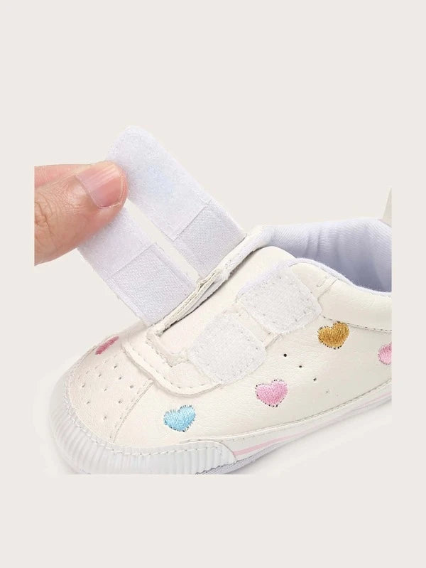 Baby Girls Heart Embroidered Sneakers