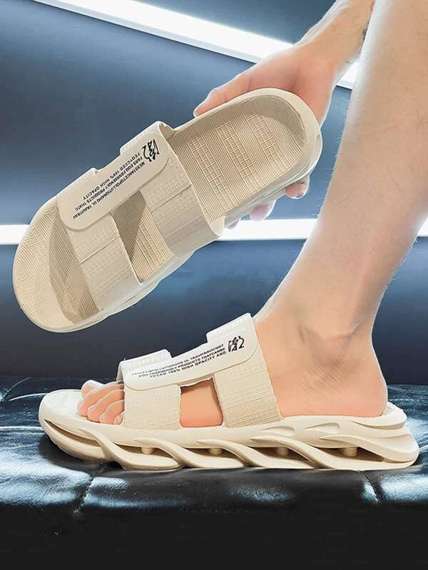 Men Letter Graphic Double Strap Slides