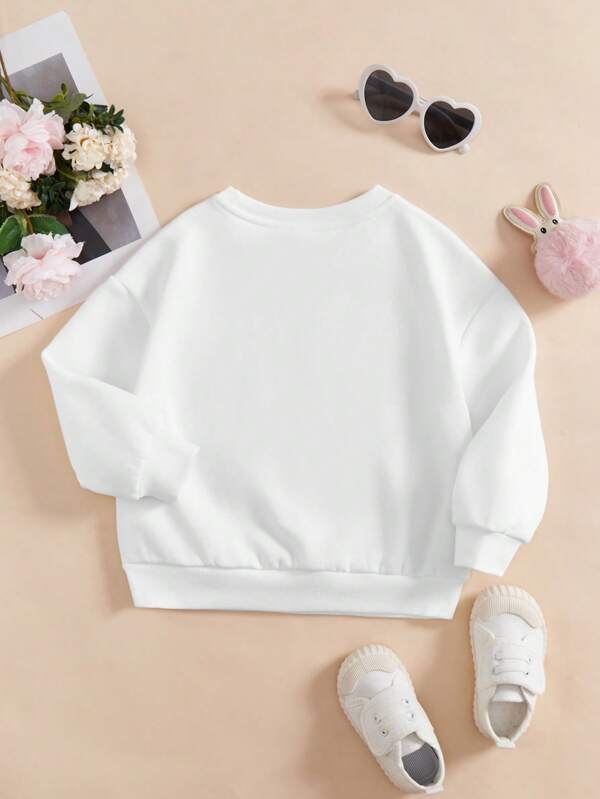 Young Girl Floral & Slogan Graphic Drop Shoulder Sweatshirt