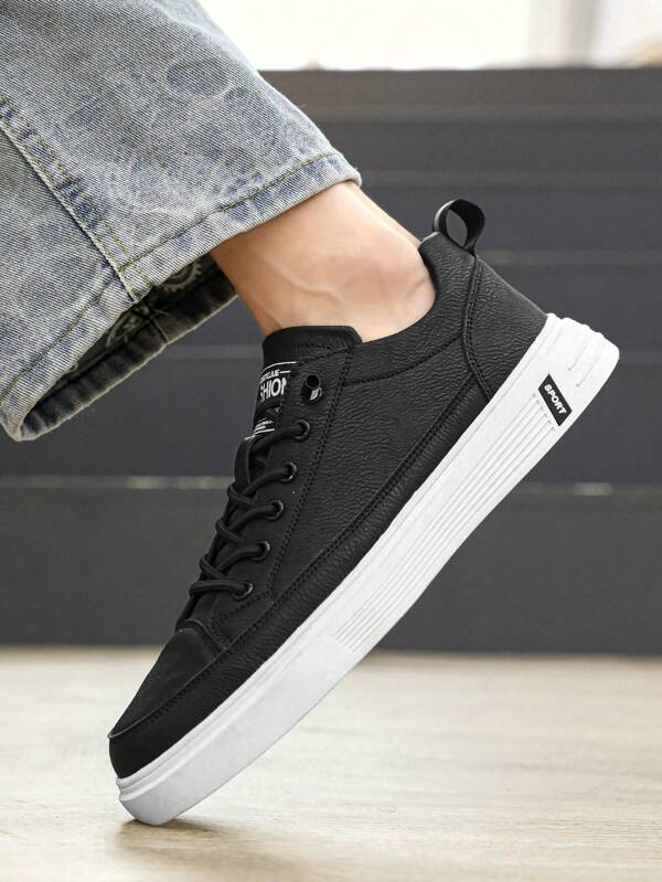 Sporty Skate Shoes For Men, Letter Graphic Lace-up Front Sneakers