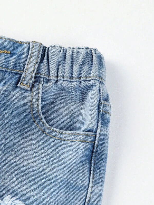 Toddler Boys Ripped Elastic Waist Ripped Denim Shorts