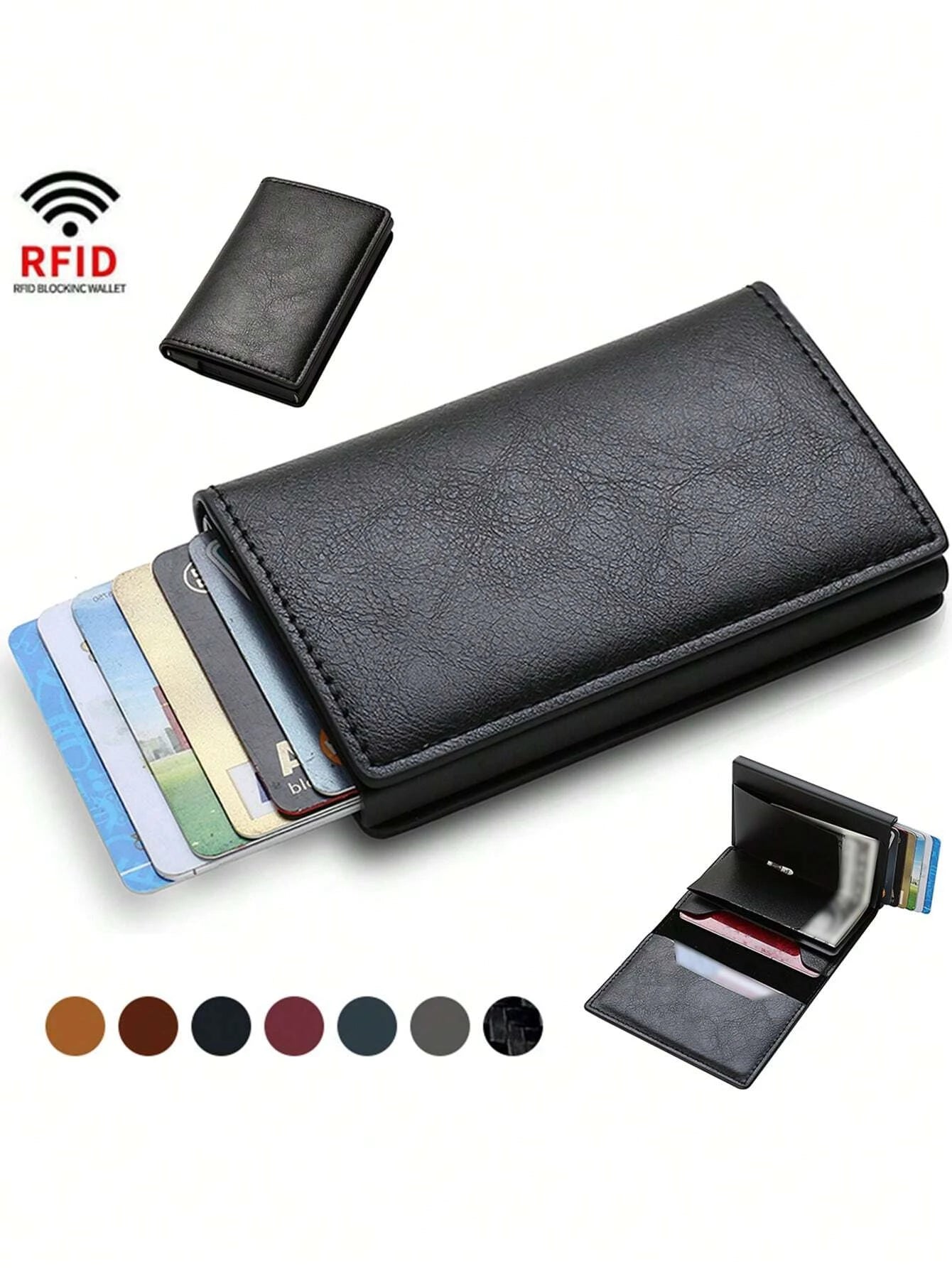Carbon Fiber Card Holder Wallet Men Brand RFID Black Magic Tri-fold Slim Mini Wallet Small Money Bag Male Purse