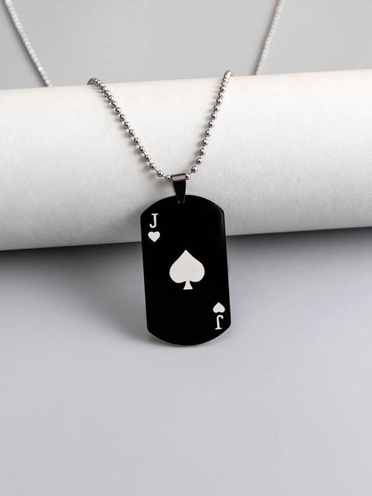 Fashionable and Popular Men Playing Card Charm Necklace Stainless Steel for Jewelry Gift and for a Stylish Look