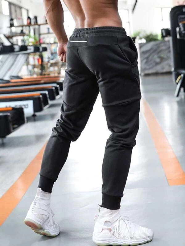 Fitness Men Letter Graphic Drawstring Waist Sports Pants