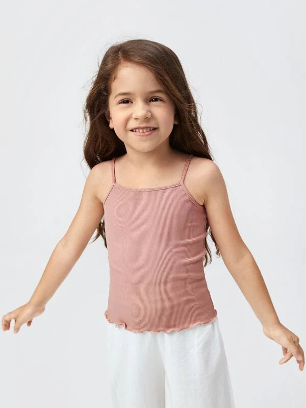 Toddler Girls Lettuce Trim Rib-knit Cami Top